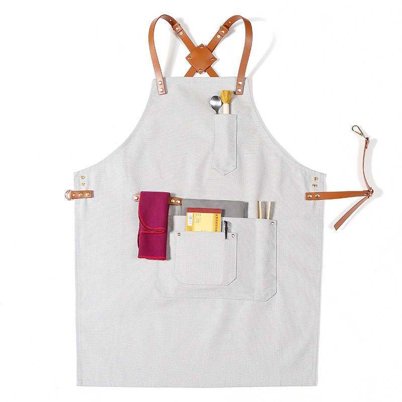 Delantal de mezclilla restaurante occidental leche tienda de té floral salón de uñas Barbero ropa de trabajo de carpintería delantal de lona al por mayor