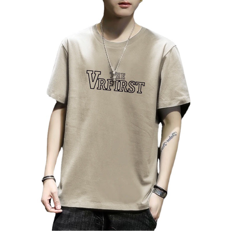 Camiseta de manga corta para hombre de verano marca de moda de estilo coreano de media manga para hombre Cuello redondo Slim bottoming shirt camiseta juvenil superior para hombre