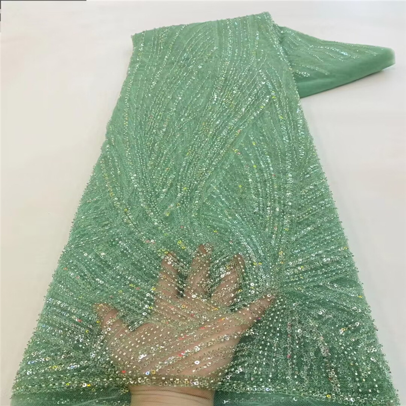 En stock tubo de cuentas bordado tela de encaje boda etapa desgaste vestido DIY tela de lentejuelas bordado tela de encaje image 15