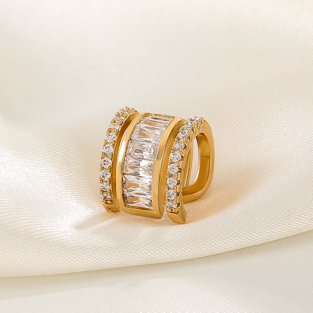 Fashion Geometric Copper Ear clips Plating Inlay Zircon Copper Earrings 1 Piece