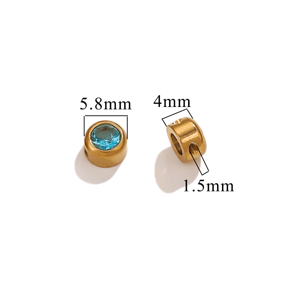 Nuevo redondo U perforación cuentas de acero inoxidable galvanizado cuentas DIY acuarela de color diamante accesorios de collar de 6 mm