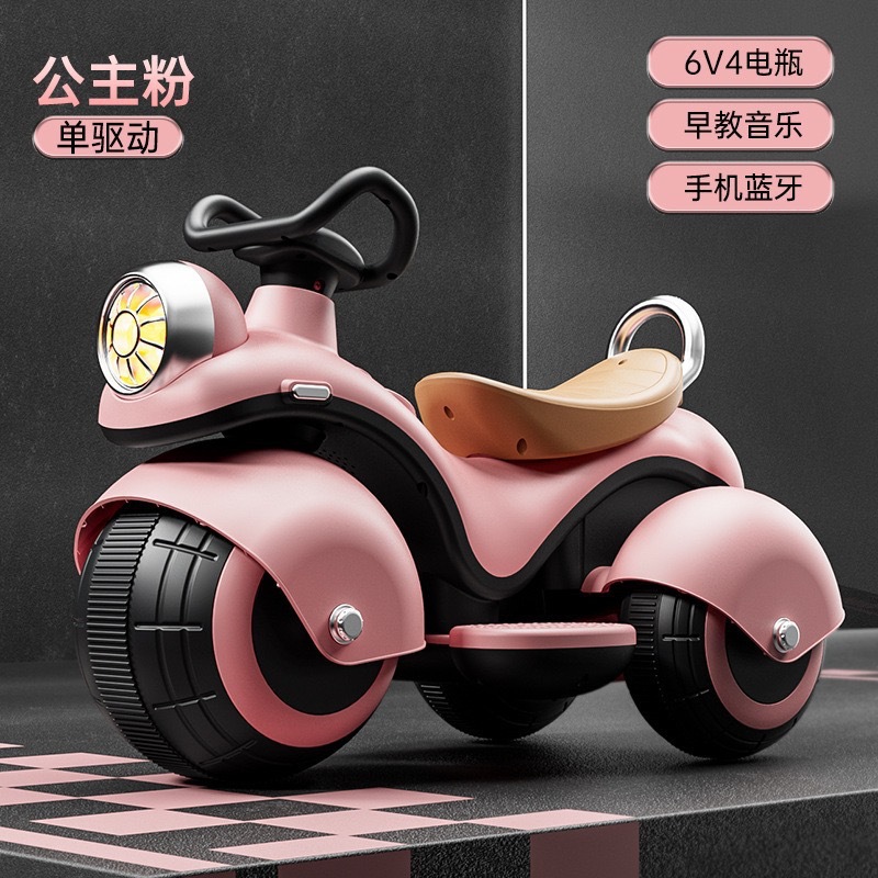 Niños motocicleta eléctrica de doble tracción triciclo coche de batería para niños coche de juguete de control remoto para niños se puede sentar
