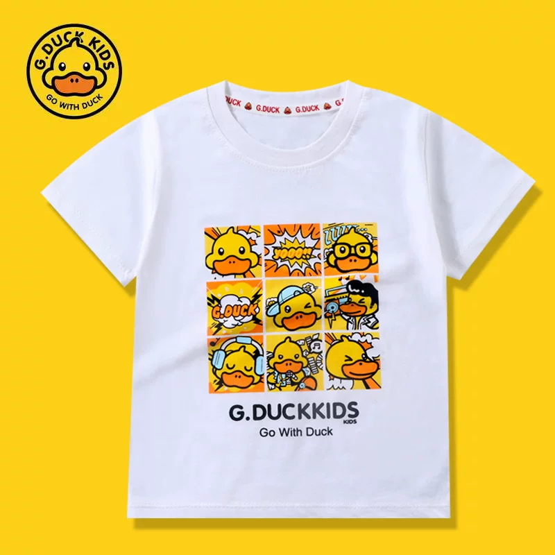 B.Duck, летняя детская хлопковая тонкая футболка для мужчин и женщин для отдыха, летняя одежда, с коротким рукавом, детская одежда