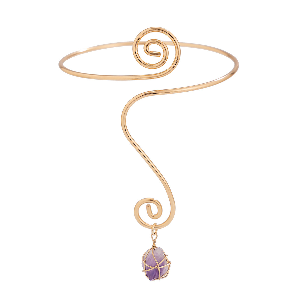 Wholesale Jewelry Simple Style Geometric Iron December Birthstone Turquoise Inlay Arm Bracelet display picture 12