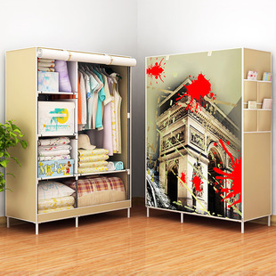 Simple Wardrobe for Home Rental Bedroom Fabric Wardrobe Simple Modern Economical Space-Saving Assembly Small Wardrobe