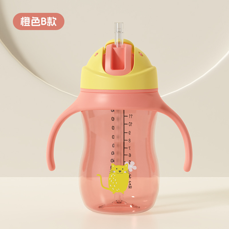 Taza de agua con tapa deslizante en caja inglesa con mango 330ml taza de paja de agua potable a prueba de goteo