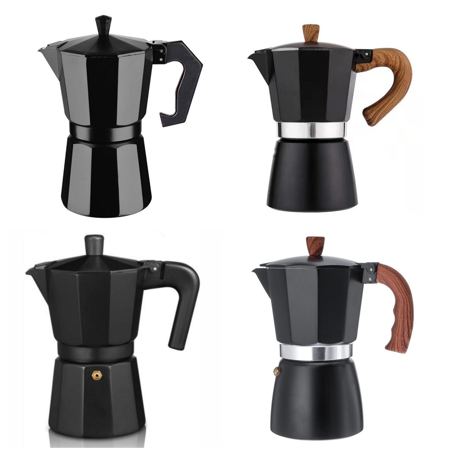 Cruzar la frontera en stock 3 tazas 6 tazas hogar italiano octogonal aluminio mocha olla refinada cafetera europea