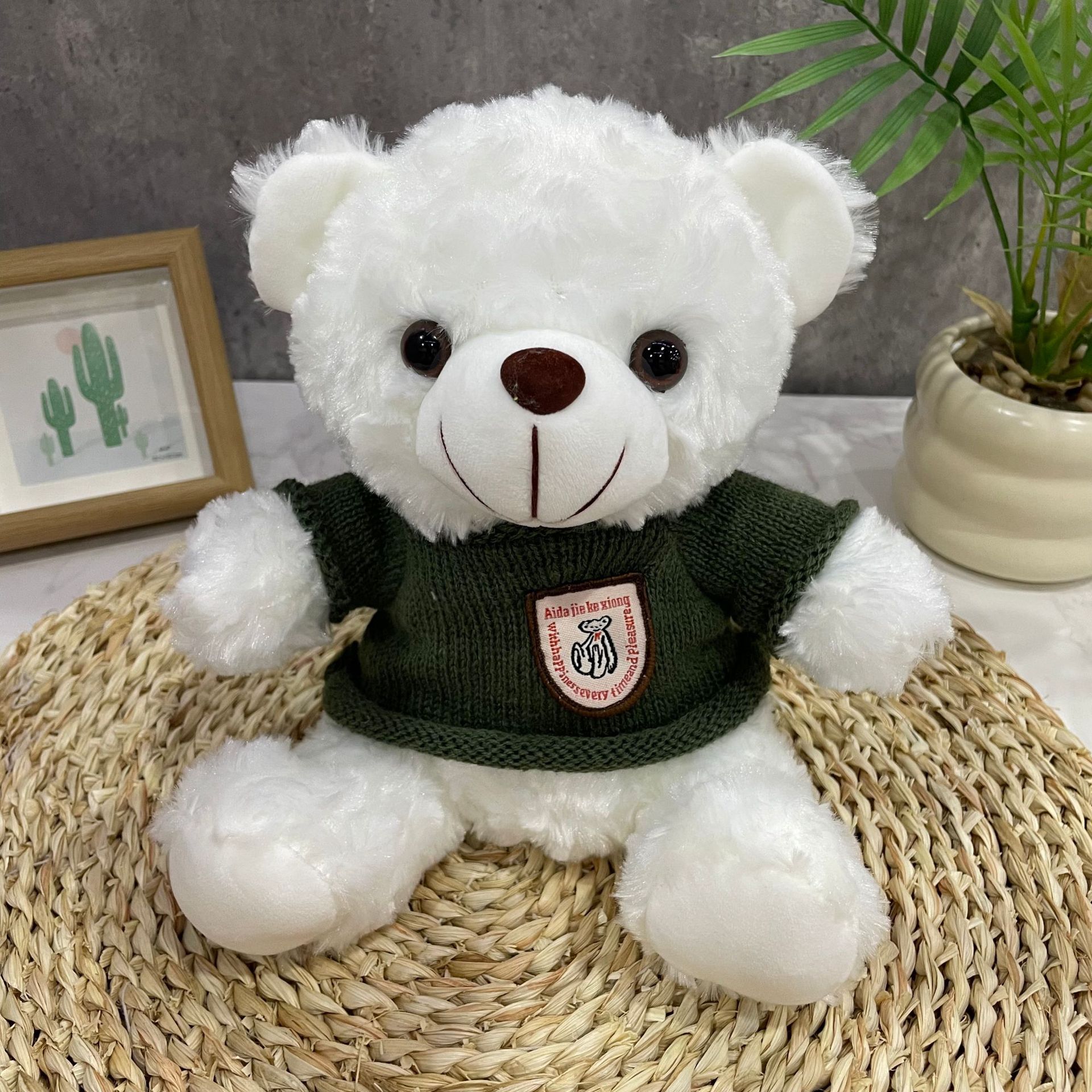 Teddy Bear se puede imprimir LOGO evento de vacaciones muñeca regalo para el hogar adornos de escritorio abrazar juguetes de peluche