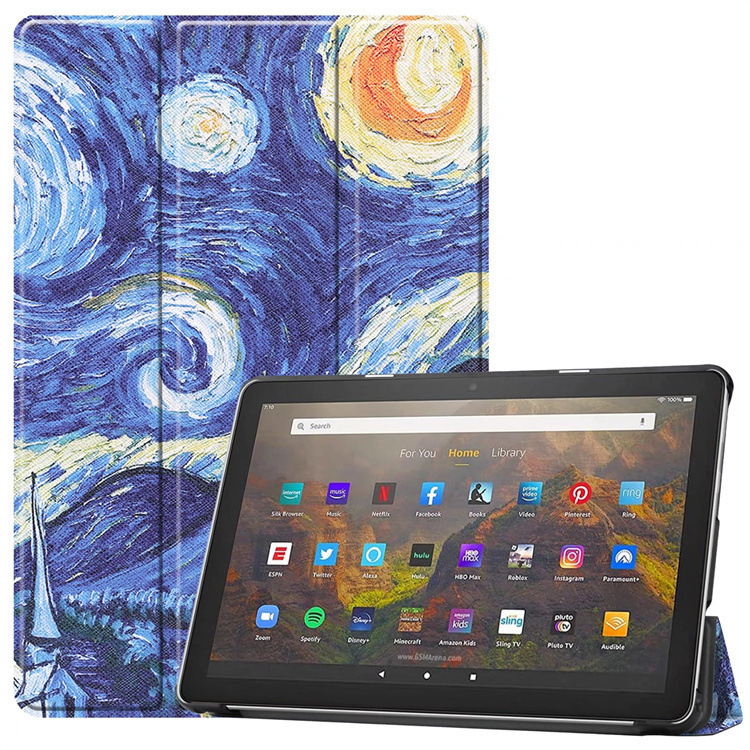 For 2021 Amazon kindle fire HD10 leather case Plus tablet PC protective shell bracket