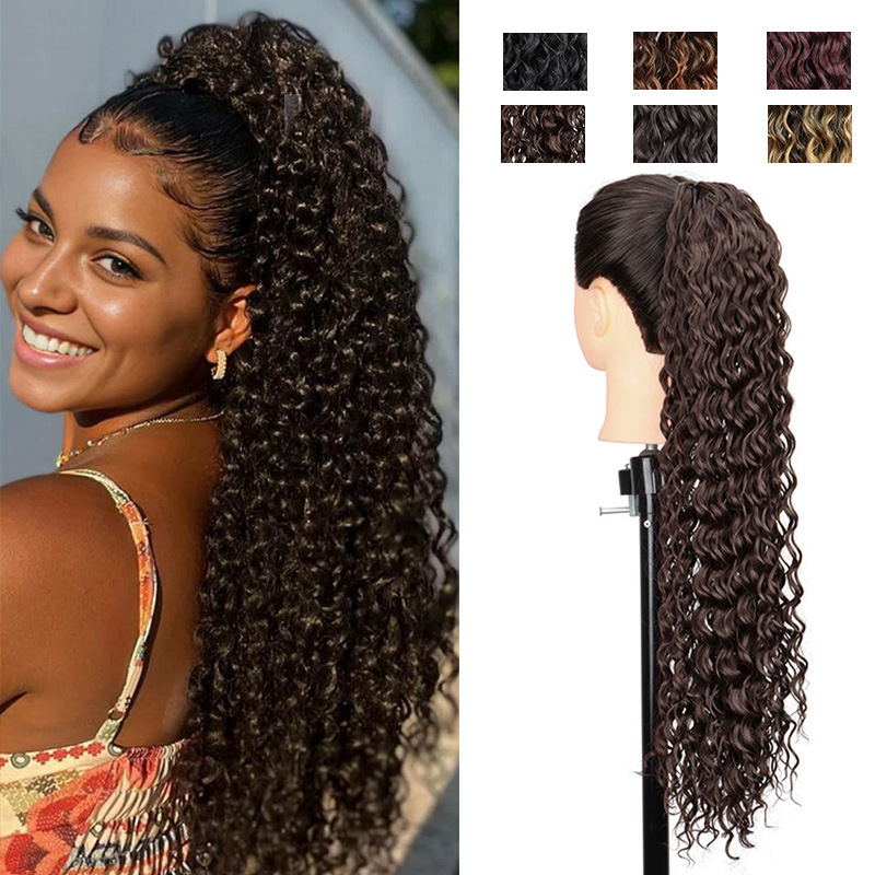 Cross-border African Wig Deep Wrap Tube Curly Hair Ponytail Elastic Net Drawstring Ponytail Chemical Fiber Hair Drawstring Net Bag Cross-border African Wig Deep Wrap Tube Curly Hair Ponytail Elastic Net Drawstring Ponytail Chemical Fiber Hair Drawstring Net Bag