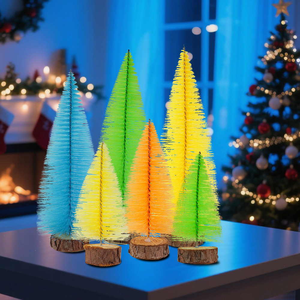Amazonas mini árbol de Navidad fluorescente color pines de árbol de Navidad ventana decoración de escritorio imitación decoración de árbol pequeño