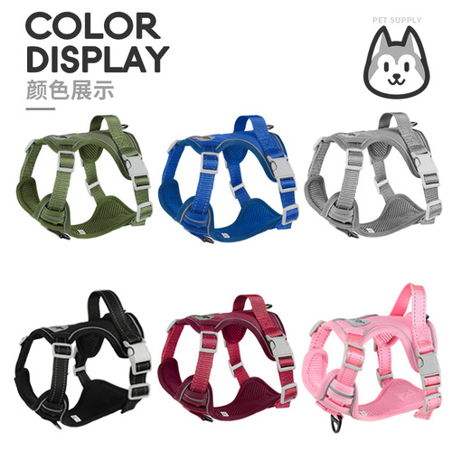 New dog harness leash vest reflective breathable pet back strap walking dog rope wholesale