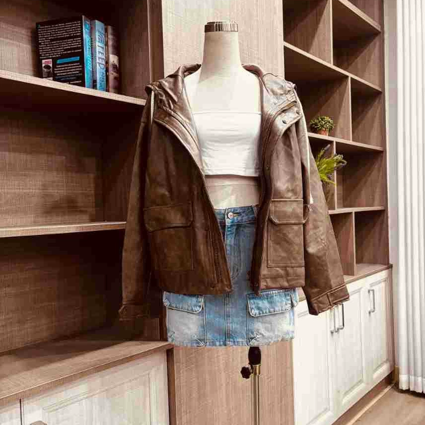 Retro design jacket with hood, oversize, loose fit