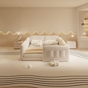 2025 New Master Bedroom Nordic Home Bed Italian Leather Bed Elephant Ear Tatami Bed Light Luxury Bedroom Bed