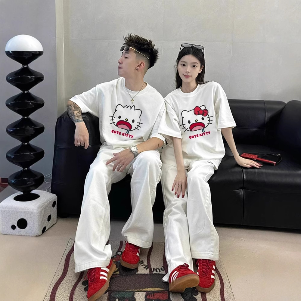 Summer Pure Cotton Short-Sleeved T-Shirt Couple Wear Lazy Style Loose Niche Design Tops for Men and Women Student Trendy Class Uniforms