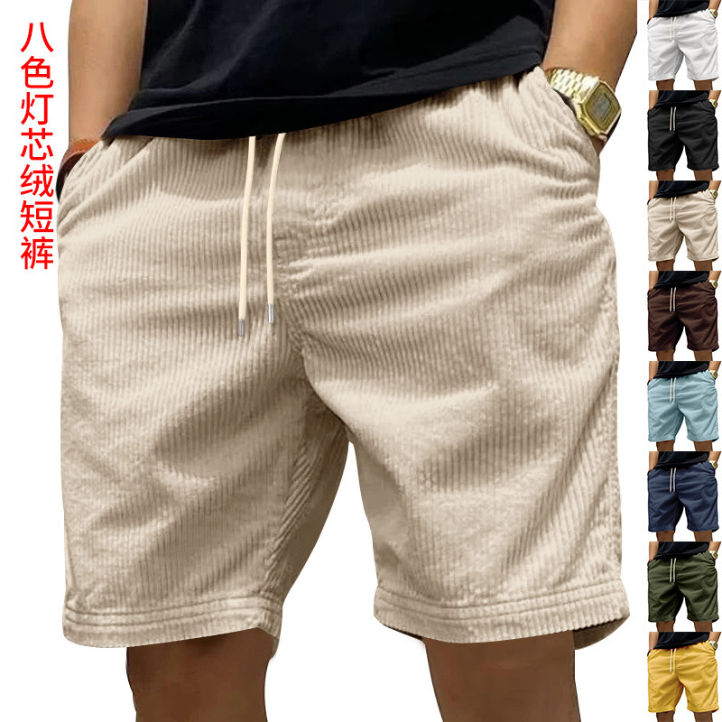 Cross-border American Heavy Workwear Shorts Men's Summer Ins Trendy Retro Corduroy Trendy Brand Men's Casual Shorts