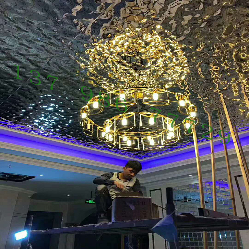 304不锈钢波纹板酒店大堂天花吊顶水波纹装饰板201不锈钢冲压花板