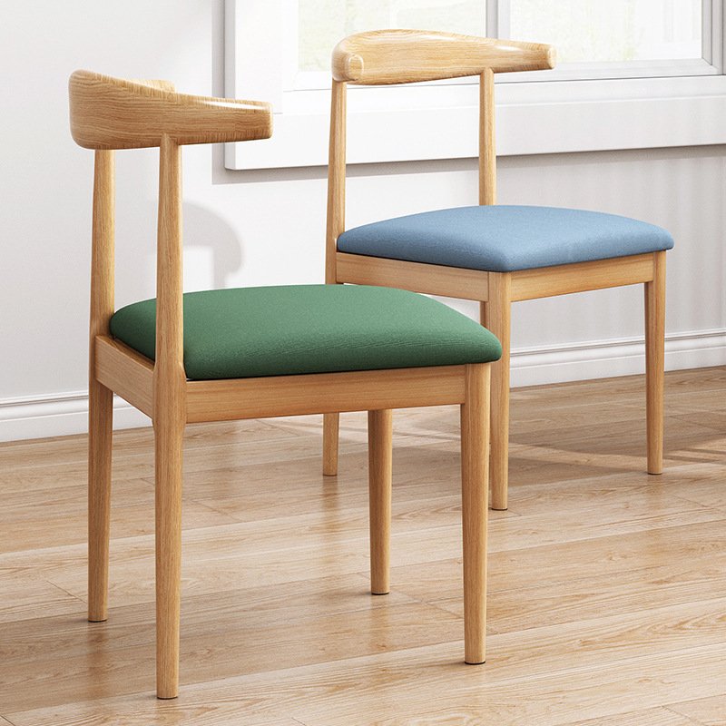 Silla de comedor respaldo taburete Hogar Moderno minimalista Silla de escritorio Silla de estudio nórdico imitación madera maciza hierro cuerno silla