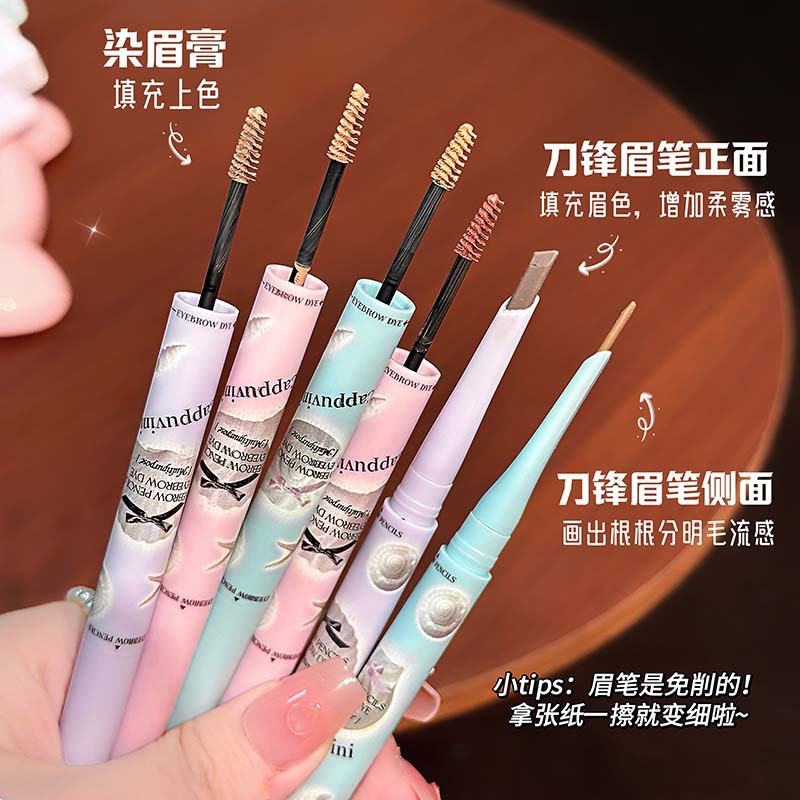 CAPPUVINI multiuso ceja pincel tinta ceja dos cabezas 2 en uno maquillaje natural ceja pincel gripe maquillaje transfronterizo image 4