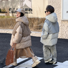 男女中大童装儿童羽绒服秋冬假两件拼色冲锋衣宝宝羽绒服外套批发