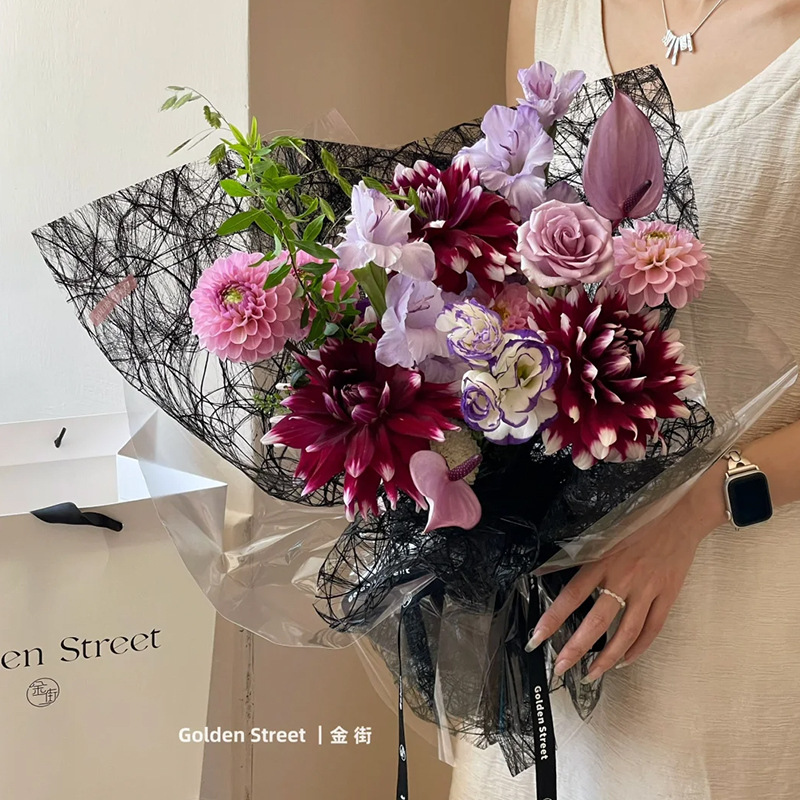 Nuevo papel Raffi al por mayor papel de arte de color sólido agujero ramo florista florista papel de embalaje de flores