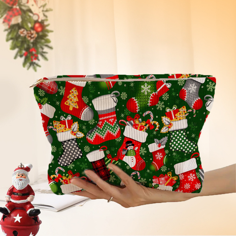 【Jit】Shein Christmas Temu Christmas Socks Snowman Snowflake Corduroy Zipper Storage Makeup Bag 【Jit】Shein Christmas Temu Christmas Socks Snowman Snowflake Corduroy Zipper Storage Makeup Bag