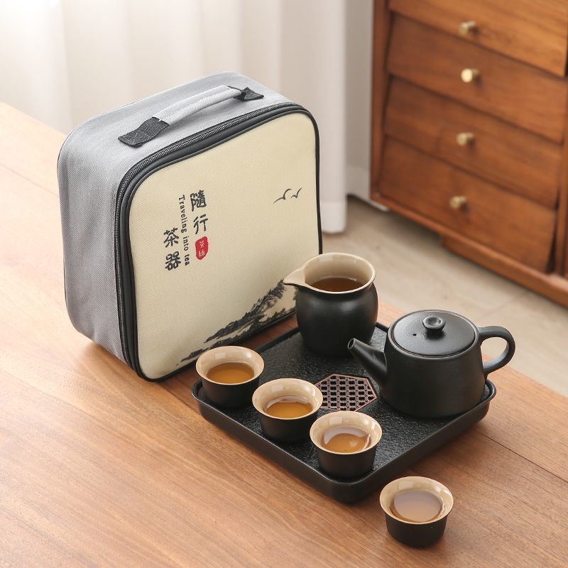 둥근냄비 230ml+4컵+차쟁반+남성컵+여행가방
