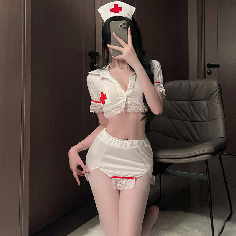 Sexy Lingerie Abstinence Nurse Uniform Temptation Lace Hip Skirt Flirting Sexy Small Breasts Enlargement Suit 7478