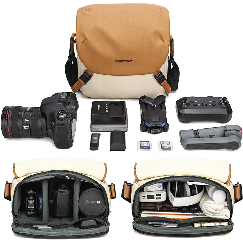 Factory direct sales of color-blocked shoulder camera bags, outdoor casual photography bags, casual crossbody DSLR bags, small bags, in stock.