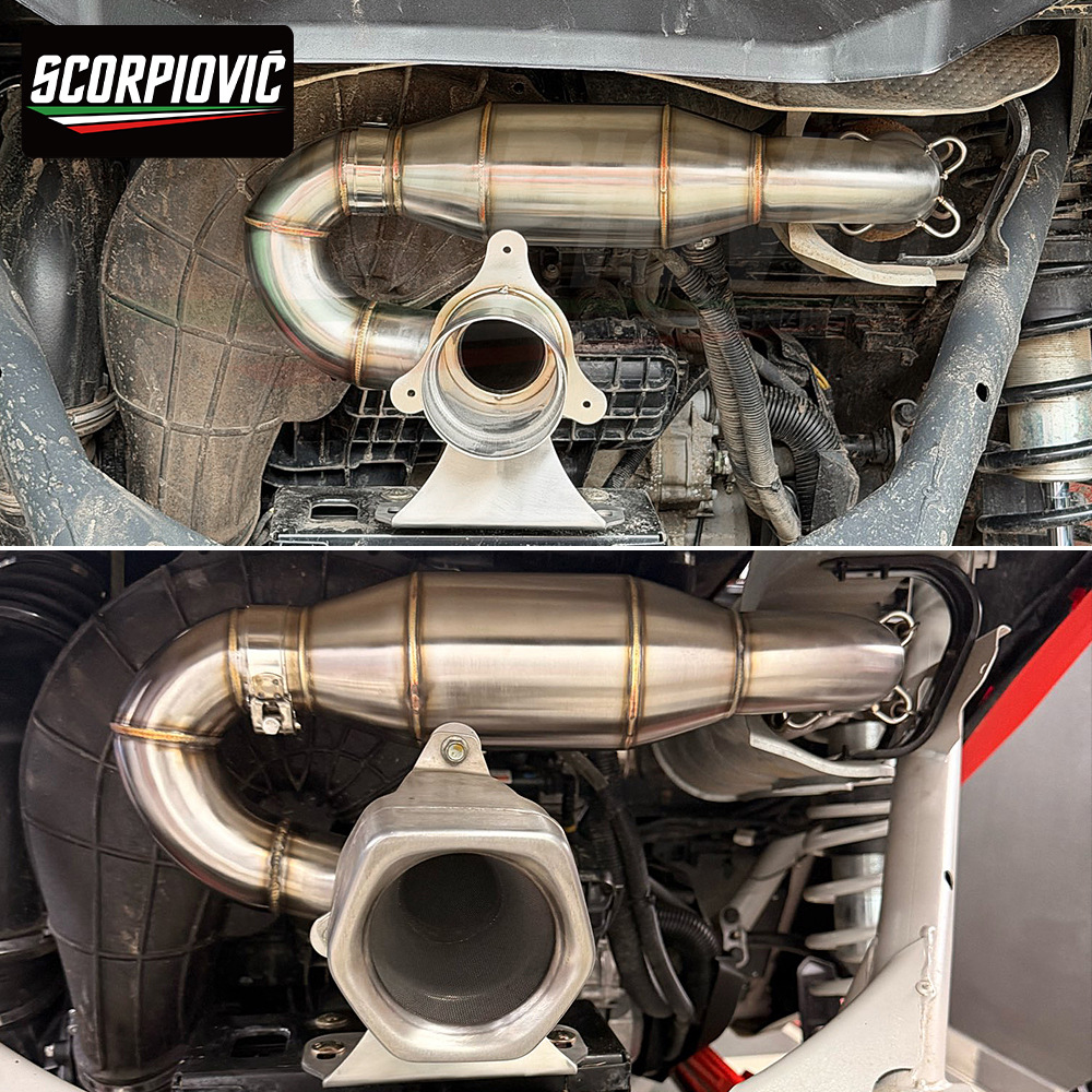 Bombardier CanAm Maverick X3 original factory diameter stainless steel front exhaust pipe 17-25, non-destructive installation