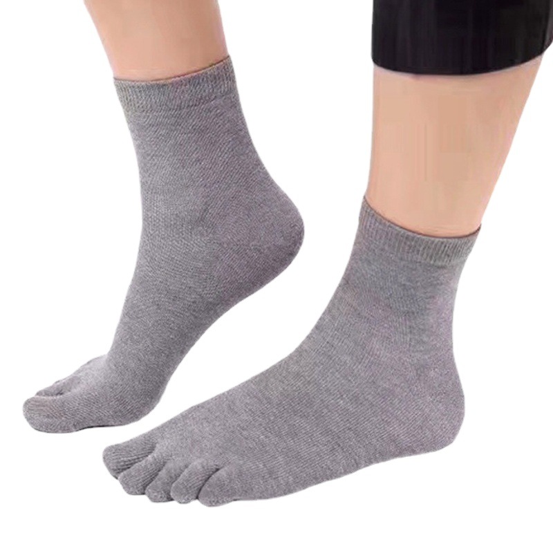 Otoño e Invierno de algodón calcetines de punta de algodón de fibra de cobre desodorante antibacteriano corriendo calcetines de media pantorrilla hombres y mujeres sudor-absorbente de cinco dedos Calcetines