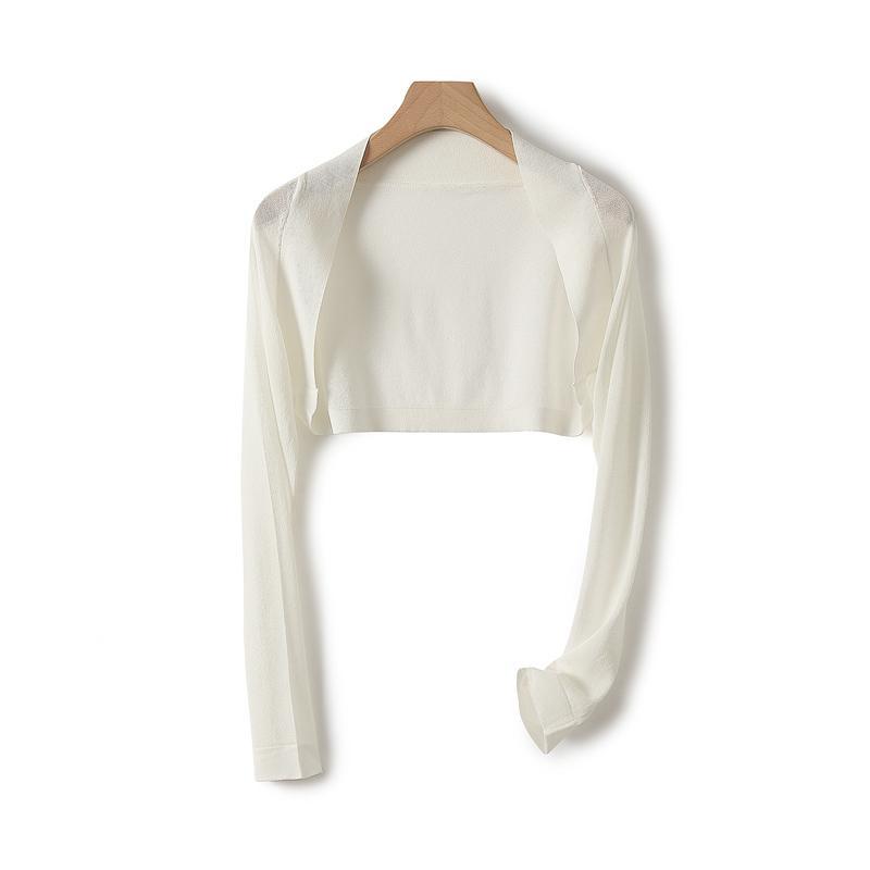 Otoño chal desgaste exterior de las mujeres del verano protector solar cardigan corto punto aire acondicionado camisa delgada con tirantes falda pequeño chaleco blusa