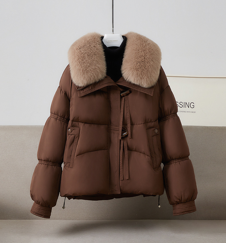 Comercio exterior ropa de algodón de cuello de cabello para mujeres 2025, nueva moda coreana de invierno con chaqueta de algodón de plumón tendencia transfronteriza image 6