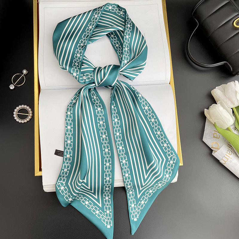 Bufanda larga pequeña para mujer primavera y verano nuevo impreso moda todo partido corbata de pelo bolsa bufanda decorativa cinta banda de pelo