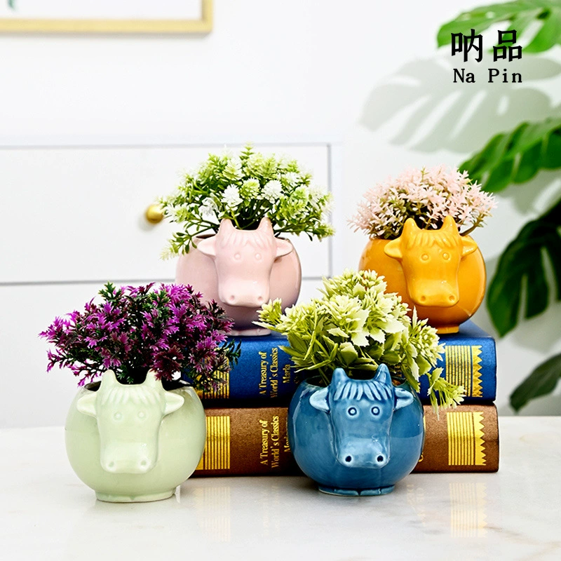 Животная керамическая Цветочная тарелка новый цветочный горшок коровьего цвета Внешняя торговля Экспорт трансграничный рынок эксклюзивный для цветочного горшка для суккулентов