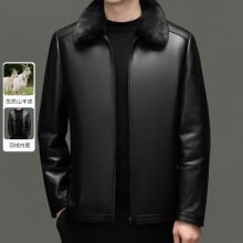 恒源祥真皮羽绒内胆山羊皮夹克新品冬季水貂领男高端山羊皮外套潮