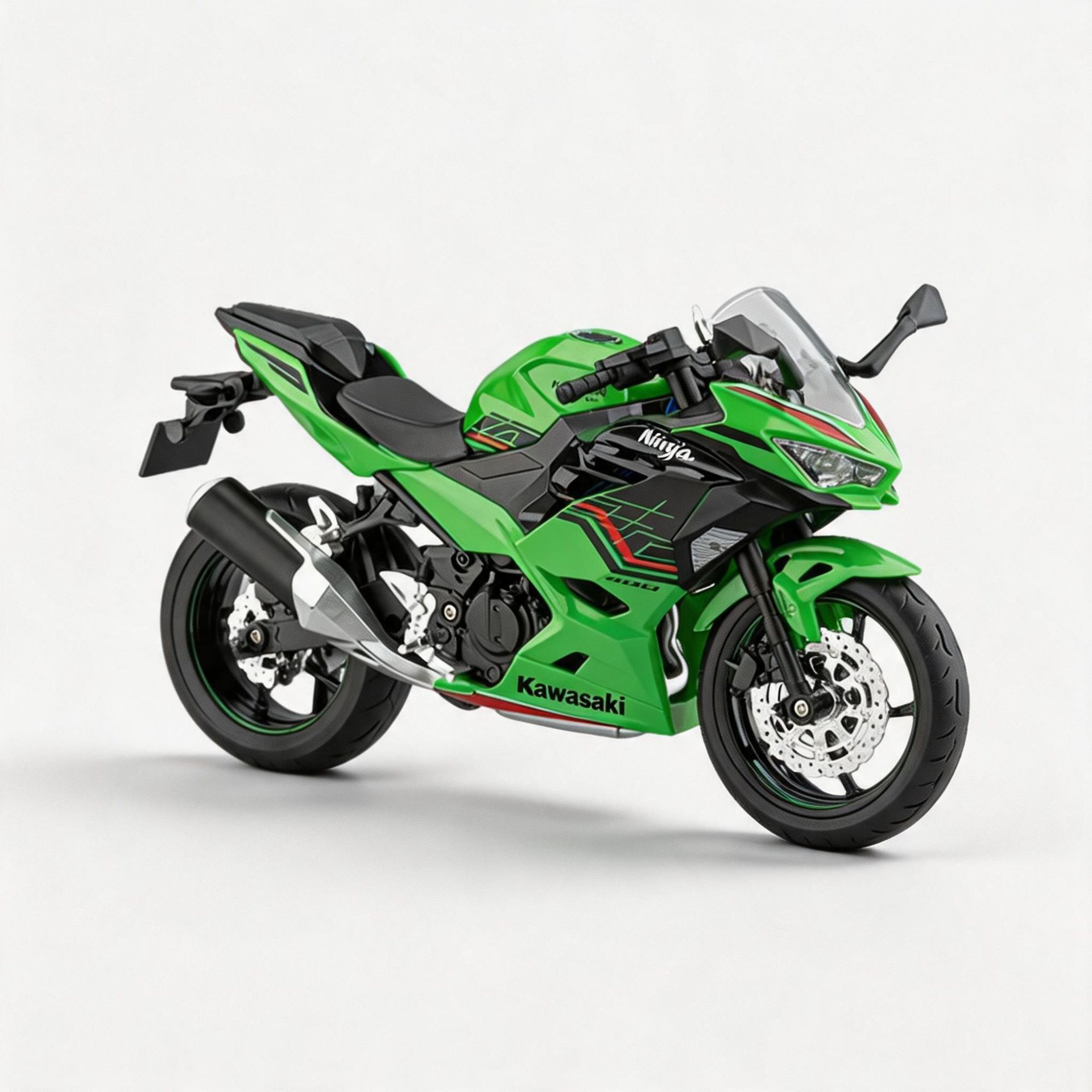 Auténtico 1: 9 Kawasaki ninja400 aleación de motocicleta iluminación efectos de sonido clásicos color negro verde decoración de locomotora