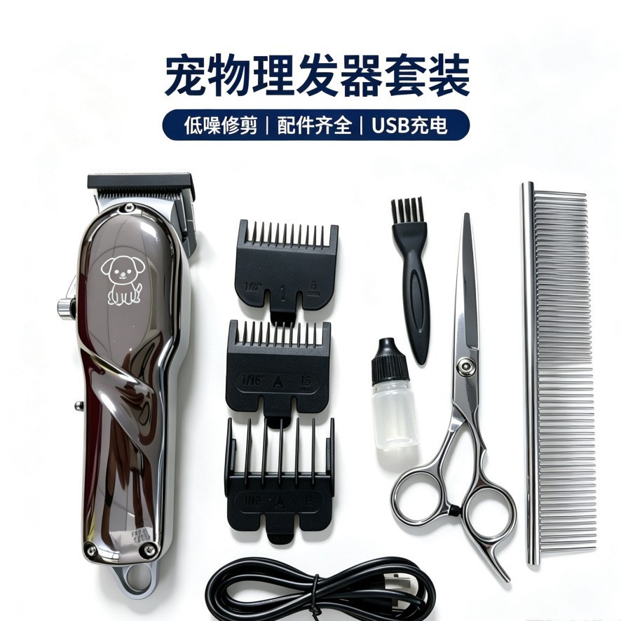 跨境USB充电宠物电推剪 猫咪理发器电动剃毛器钛合金刀头狗狗宠物
