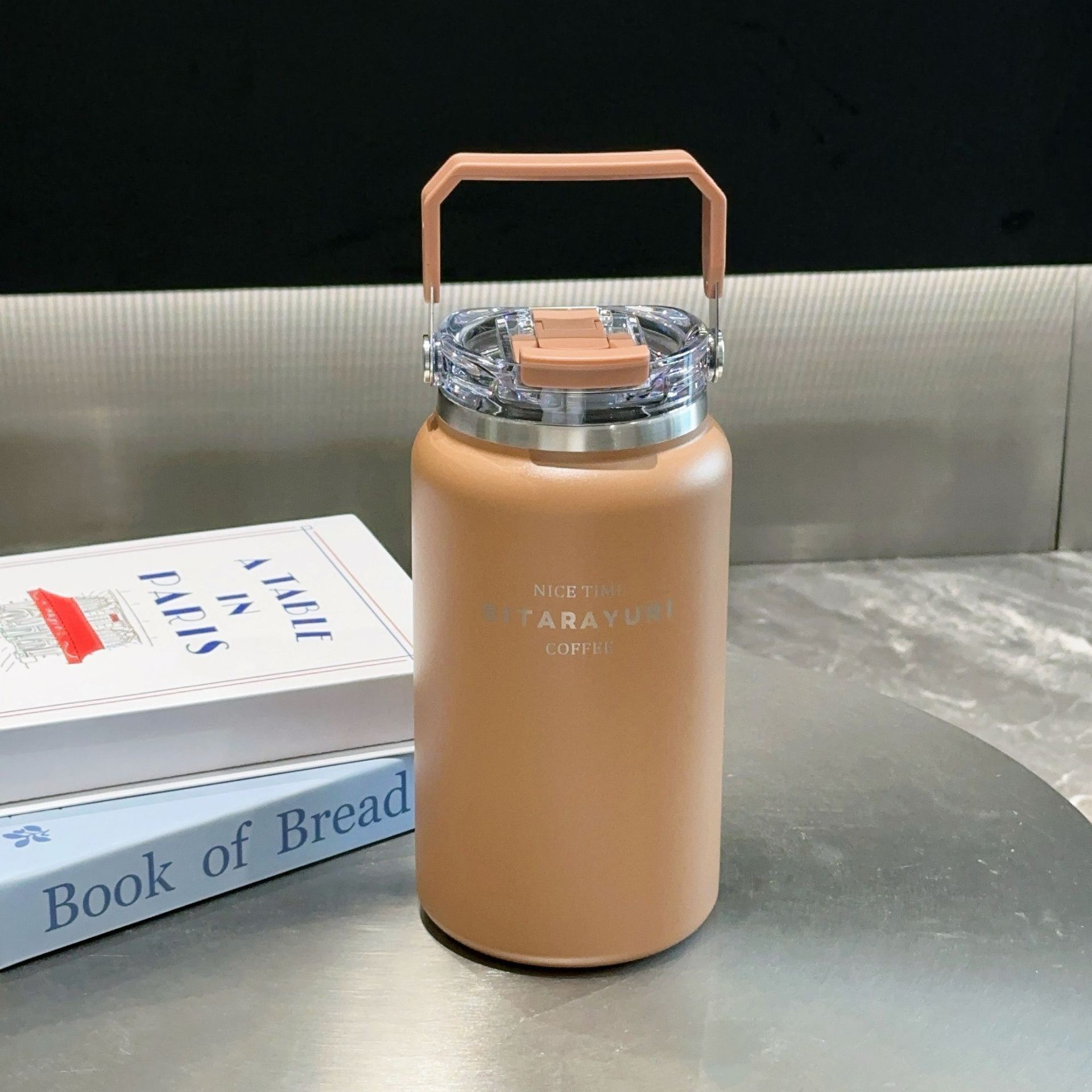 SITARAYURI Taza de hielo de gran capacidad de paja Taza de aislamiento de calor portátil de viaje al aire libre Taza de bebidas dobles