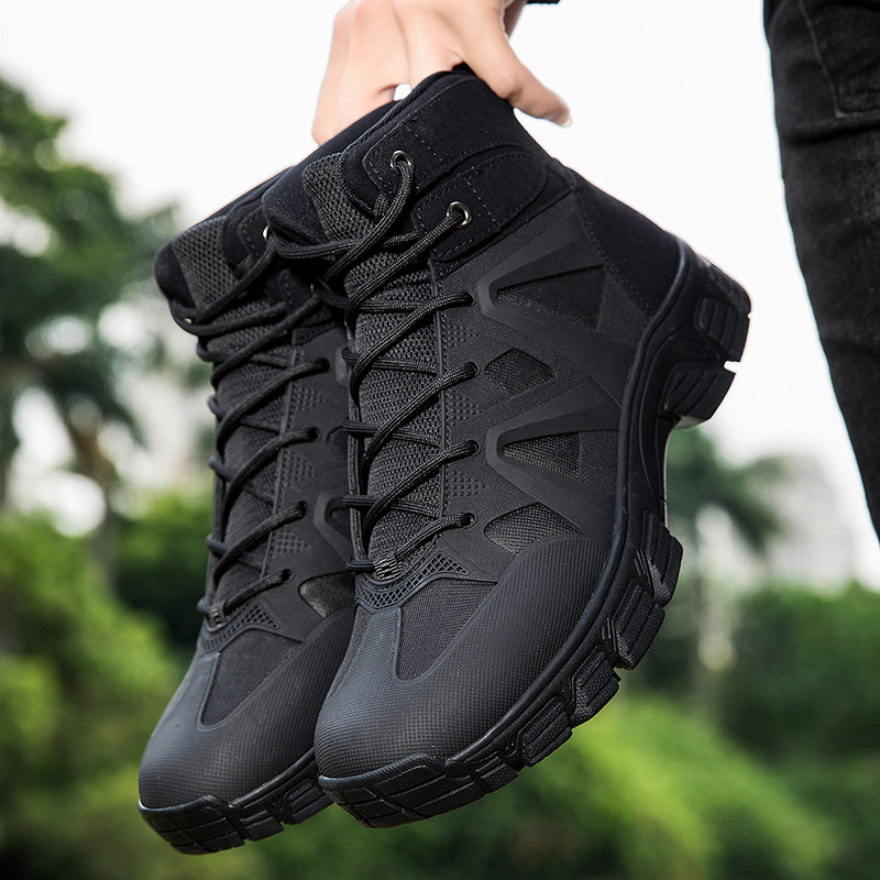 Botas de combate, botas tácticas para fanáticos militares, montañismo al aire libre para hombres transfronterizos, zapatos altos para hombres, botas de entrenamiento de combate, botas de senderismo todoterreno
