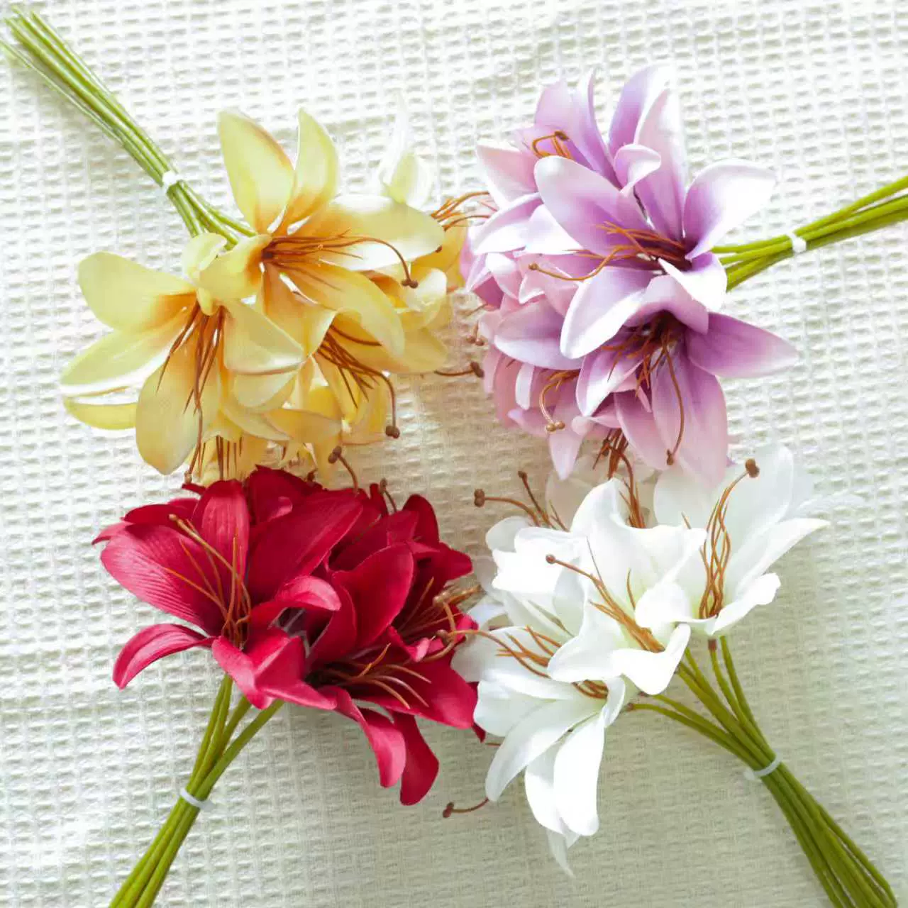 仿真花工厂批发跨境热卖秋色8花山丹百合酒店婚庆婚礼手捧花假花
