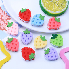 草莓夾心餅乾 diy奶油膠自製手機殼冰箱貼髮夾飾品樹脂配件批發