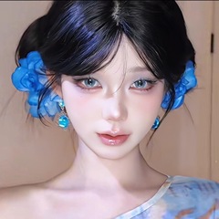 純粋な欲望の雰囲気の砕いた氷の青いバラのヘアピン夏の海辺の休暇スタイルのスーパーフェアリーフォトサイドクリップヘアアクセサリー