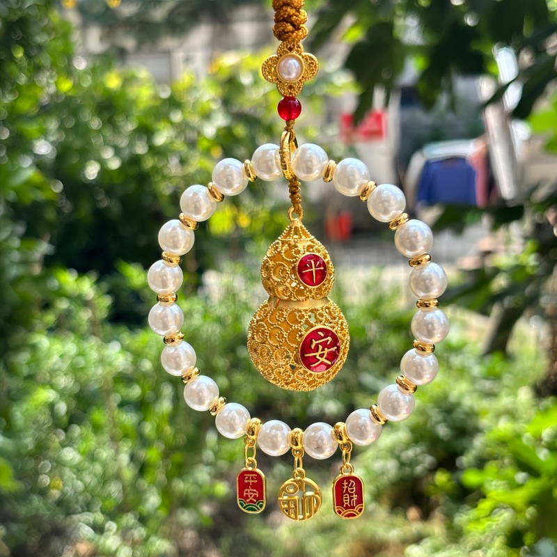新款汽车挂件车载挂件高级感平安福禄高档葫芦香hui瓷后视镜挂饰|undefined