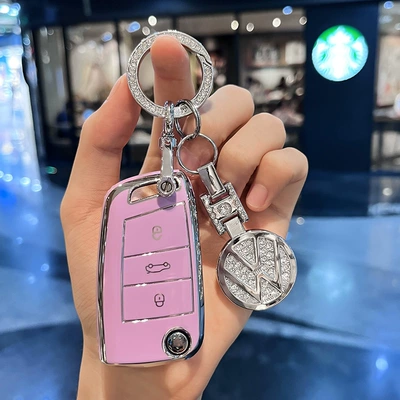 Car key bag, case Old 18 passat car - volkswagen-i-folding-3-keys-purple-single-shell-diamond-car-logo
