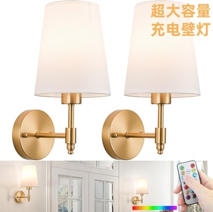Cross-border new touch rechargeable wall lamp reading lamp hotel aisle lamp American simple cloth cover bedroom bedside lamp