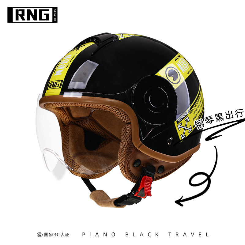 RNG nuevo estándar nacional 3C certificado motocicleta casco retro motocicleta casco 3/4 casco de los hombres y mujeres casco de coche eléctrico
