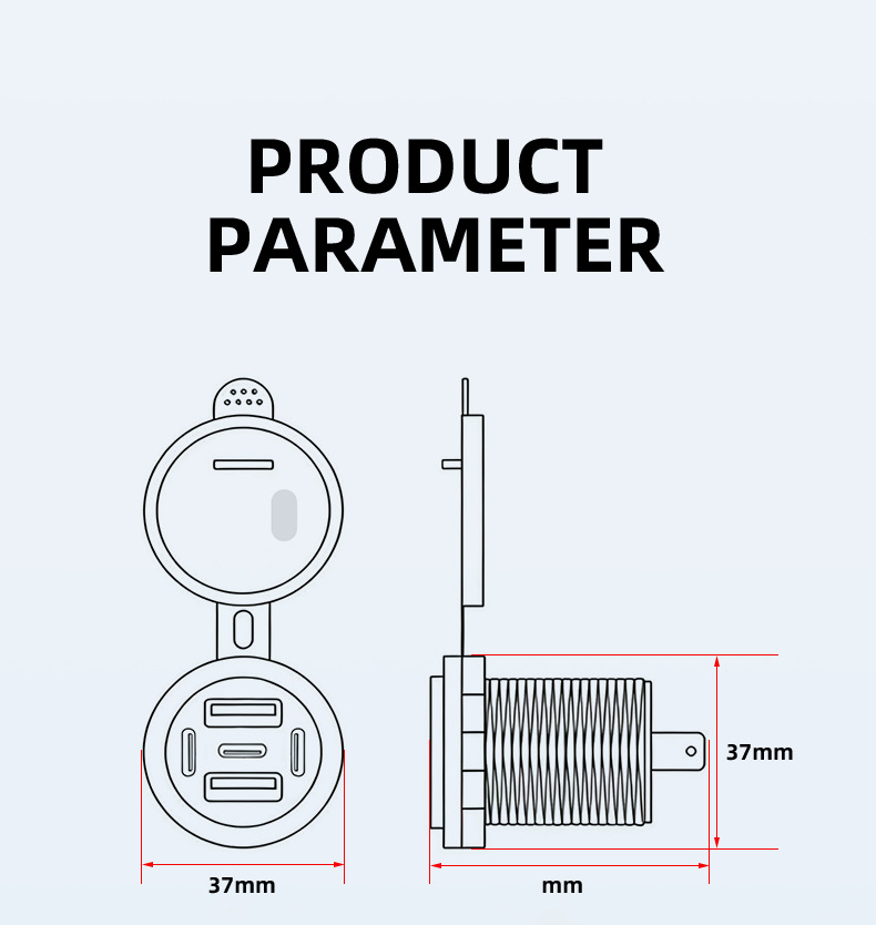 Car and Motorcycle USB Charging Port 12V Cigarette Lighter Modification Car Fast Charger Electric Vehicle Phone Charger