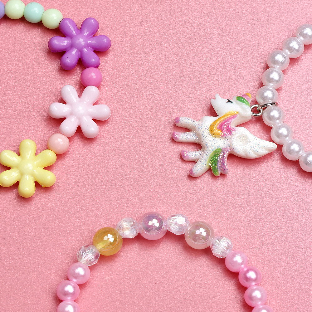 Cute Unicorn Flower Plastic No Inlaid Bracelets