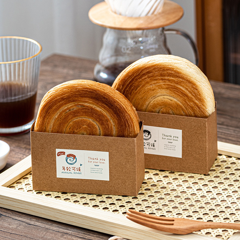 Kraft Paper Croissant Tray, Packing Box for Sandwiches, Baking Wheel Cake Croissant Packaging Base Tray